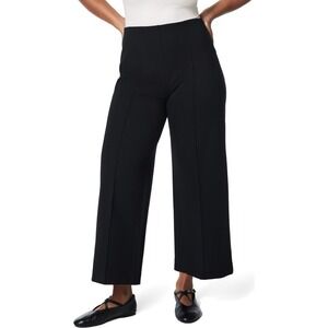 Spanx Women's The Perfect Pull On Crop Wide Leg Pin Tuck Pants Black Size Large